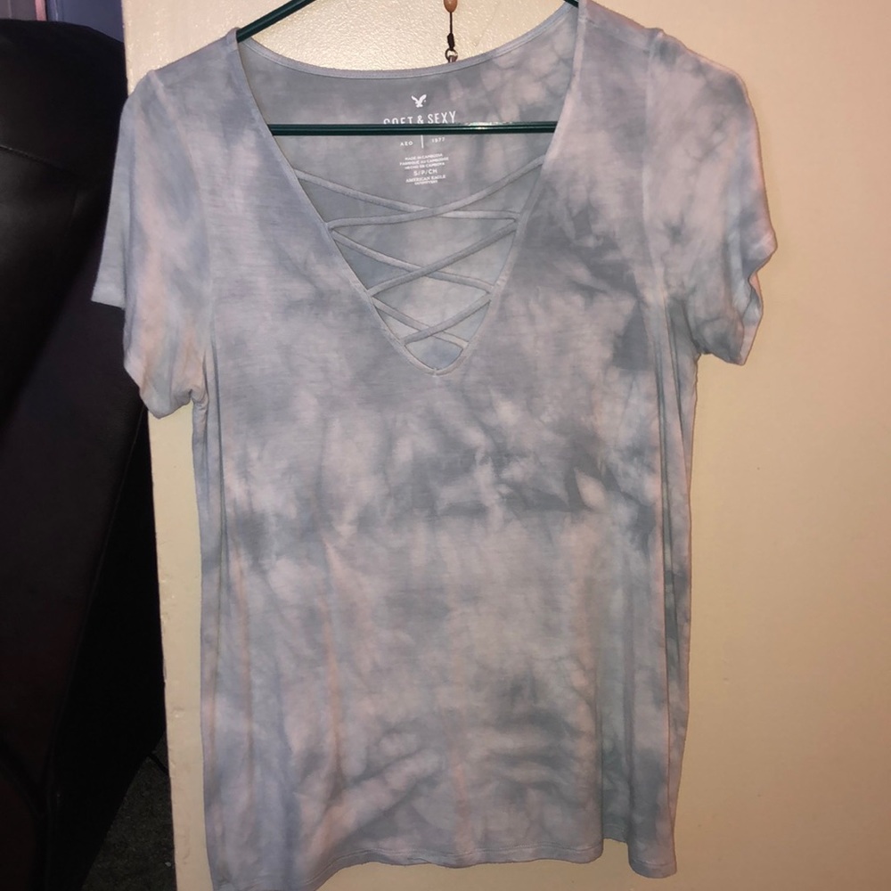 Soft & Sexy Tie dye white/blue American Eagle Tee